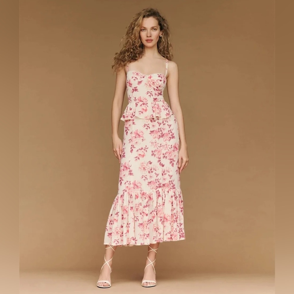 Reformation Felda Midi Dress Pink Floral 10